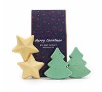 Silent Night - Juego de bombas de baño navideñas de lujo: bombas de baño festivas y relajantes hechas a mano, fragancias de árbol de Navidad y estrellas, paquete de regalo para vacaciones, empresas y