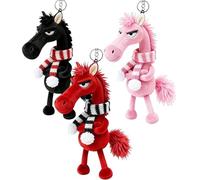 Silent-Qiaoyou Llavero de caballo de peluche Year Of The Horse Lucky Mascot New Year Good Luck Gift 2026 Plush Horse Keychain Caballo Llavero Llavero Llavero Amuleto de la Suerte para Mochila Bolsa