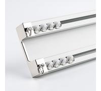 Silent - Riel de cortina de doble fila de 4,9 m, longitud ajustable, ideal para cortinas, divisores de habitaciones, uso en interiores y exteriores, sistema de montaje en techo blanco