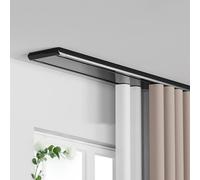 Silent - Riel principal doble para techo caído de 5,2 m, divisor de habitación resistente para sala de estar y dormitorio, ajustable de 0,6 a 6,8 m, montaje en techo (negro)