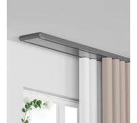 Silent - Riel principal doble resistente para techo caído de 6,4 m, color gris, divisor de habitación para sala de estar y dormitorio, ajustable de 0,6 a 6,8 m