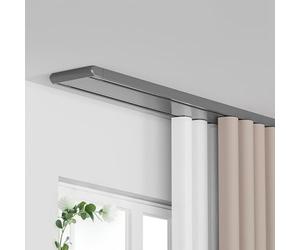 Silent - Riel principal doble resistente para techo caído de 6,4 m, color gris, divisor de habitación para sala de estar y dormitorio, ajustable de 0,6 a 6,8 m