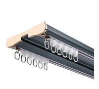Silent - Sistema de riel de cortina opaca de aluminio resistente de 1 6 m, riel de techo ajustable para divisor de habitación y ventana de bahía, color azul, 1,7 m de longitud