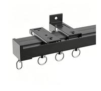 Silent - Sistema de riel recto negro resistente para cortinas pesadas, divisor de habitación para dormitorio, oficina, caravana, 1,5 m con corredores de deslizamiento silencioso