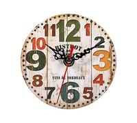 Silent Vintage Reloj de Pared Redondo de Madera Números árabes Vintage Rústico Estilo Elegante Reloj de Pared Redondo de Madera para decoración del hogar Reloj de Pared Antiguo Creativo Reloj de
