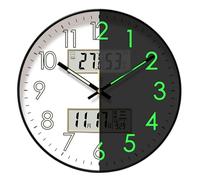 Silent Wall Clock, Glow In Dark Clock, Large Digital Wall Clock, Wall Clock With Calendar, Temperature And Humidity Clock, Round Glow Clock, Home Decor Wall Clock, Digital Display Wall Clock, Silent N