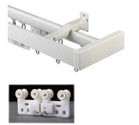 Silent Wrap Around Double ain Track - 1 m de aleación de aluminio montada en la pared para sala de estar y balcón - Cortinas versátiles y decoración del hogar - Rieles dobles blancos Ele