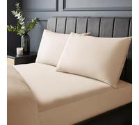 Silentnight Sábana Bajera de algodón Puro, Suave al Tacto, 200 Hilos, Extra Profunda de 40 cm, Transpirable, Esquinas elásticas, Lavable a máquina, Color Beige Natural, tamaño Doble