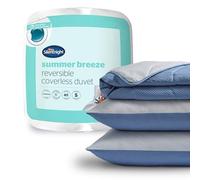 Silentnight Summer Breeze - Edredón sin Funda - Seersucker 2.5 TOG Verano Ligero Edredón Doble Reversible - Incluye Funda de Almohada a Juego - Lavable a máquina - Gris y Azul Claro - Doble