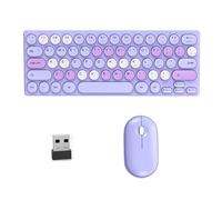 Silents Clicks - Juego de teclados redondos retro de 2,40 G, conectividad portátil para escritorio, oficina, viajes, silencios, clics, ergonómicos