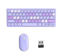 Silents Clicks - Juego de teclados redondos retro de 2,40 G, conectividad portátil para escritorio, oficina, viajes, silencios, clics, ergonómicos