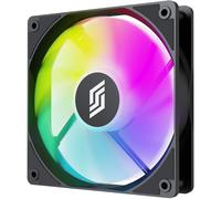 Silentware Ventilador RF140D Black PWM A-RGB, 140 mm, 600-1200 UPM, 6 ledes RGB, rodamientos HDB, flujo de aire estándar, cadena de margarita, PWM de 4 pines, 3 pines, 5 V, 61 CFM, ventilador