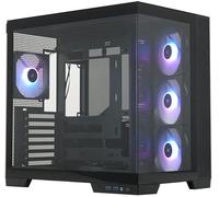 Silentware View A-RGB Black Midi Tower - Caja para PC (panel frontal y lateral de vidrio templado, 4 ventiladores A-RGB de 120 mm, 4 pines PWM de 3 pines, GPU hasta 410 mm, USB-C, ATX/mATX/ITX, diseño