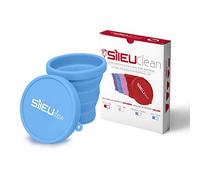 Sileu Esterilizador Plegable de Silicona con Tapa Reutilizable para Esterilizar la Copa Menstrual en el Microondas - Color Azul