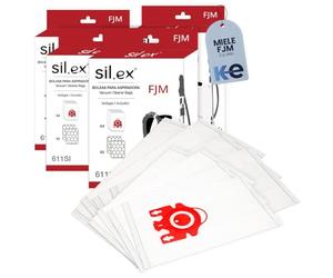 Silex Pack 4 Cajas de Bolsas Aspirador Compatible con Miele FJM Serie S2 S3 S4 S5 S6 S7, Complete C1, Compact C1/C, | Sistema Multicapa, Se Incluyen 16 Bolsas y 8 Filtros