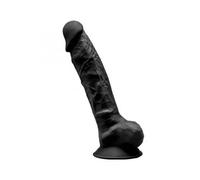 SILEXD - MODELO 1 PENE REALISTICO SILICONA PREMIUM SILEXPAN NEGRO 20 CM
