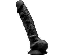 SILEXD - MODELO 1 PENE REALISTICO SILICONA PREMIUM SILEXPAN NEGRO 20 CM