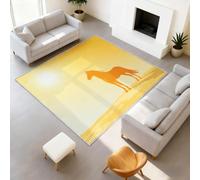 Silhouette - Alfombras minimalistas con diseño de animales, 50 x 80 cm, doradas, estampadas, acogedoras, de pelo bajo, resistentes al desprendimiento, fáciles de limpiar, para sofá, sala de estar