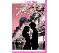 Silhouette Couple under Pink Cherry Blossom Trees in the Streets of Japan - Hard Cover Journal