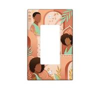 Silhouette - Cubierta para interruptor de luz basculante individual, diseño artístico contemporáneo de hojas de remolino de verano, melocotón, tamaño estándar, placas de pared decorativas para sala de