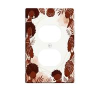 Silhouette Duplex - Placa de pared, diseño de hojas artísticas modernas, sin plástico marrón, tamaño estándar, para enchufes eléctricos, decoración de apartamento, hogar, dormitorio, oficina