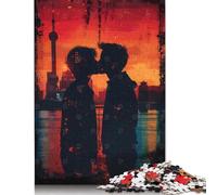Silhouette Kiss At Sunset Puzzles Imposible,desafío para Adultos Entretenimiento Creativo 1000 Piezas Obra De Arte De Juego De para Adultos, Regalos A Partir De 14 Años 1000pcs (75x50cm)