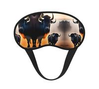 Silhouette of A Buffalo - Antifaz de satén con borde negro para una comodidad óptima y bloqueo de la luz