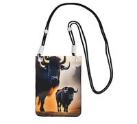 Silhouette of a Buffalo - Bolso bandolera para teléfono móvil, color negro con correa ajustable para mujer, a la moda, conveniente, Black, Talla única