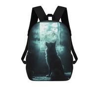 Silhouette of A Dog by Window Mochilas Impresas En 3D Para Niños 17inch Mochilas De Moda Informales Para El Día A Día, Bolsas De Viaje, Mochilas Informales Para Exteriores Para Niños Y Niñas