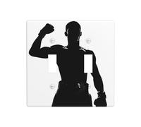 Silhouette of A Winner Boxer - Placa de pared para interruptor de doble banda, tamaño estándar, 11,4 x 11,4 cm
