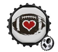 Silhouette of American Football - Abridor de botellas redondo con forma de corazón rojo, imanes para nevera, bebidas, cerveza, abrebotellas magnético para nevera, cocina, oficina