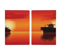 Silhouette of The Tanker Ship on Red Sunrise - Soporte para pasaporte de poliuretano para mujeres y hombres, fundas para tarjetas para artículos esenciales de viaje, cartera de viaje para