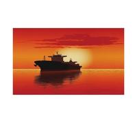 Silhouette of The Tanker Ship on Red Sunrise Tapete de comida para gatos - Tapete de alimentación para mascotas antideslizante, tapete de comida para perros, fácil de limpiar, para alimentos y agua