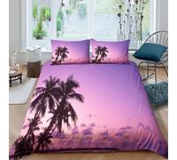 Silhouette Palm Trees Funda Edredon Juego de Ropa de Cama de 3 Piezas Impresión 3D Cierre de Silhouette Palm Trees Funda de Edredón Funda de Almohada a Juego Transpirable for niña King（220x240cm）