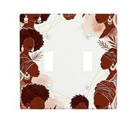 Silhouette - Placa de cubierta de interruptor de luz doble, aretes de hojas artísticas modernas, ninguno de plástico marrón, tamaño estándar, placa decorativa para el hogar, sala de estar, dormitorio