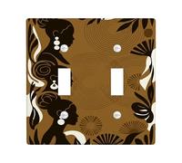 Silhouette - Placa de cubierta doble para interruptor de luz, diseño artístico moderno de hojas y círculos N/A de plástico marrón, tamaño estándar, para decoración de nuevo apartamento, hogar