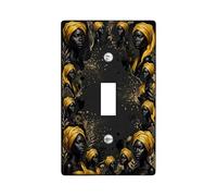 Silhouette - Placa de cubierta para interruptor de luz, diseño de hojas artísticas modernas, color dorado, otoño, negro, plástico, tamaño estándar, placa decorativa para dormitorio, baño, cocina