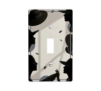 Silhouette - Placa de cubierta para interruptor de luz, diseño moderno y elegante de hoja de sombrero, sin plástico negro, tamaño estándar, placa decorativa para el hogar, sala de estar, decoración de
