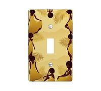 Silhouette - Placa de cubierta para interruptor de luz, diseño tropical moderno de hojas de palma, color amarillo, plástico, tamaño estándar, para sala de estar, dormitorio, decoración de oficina en