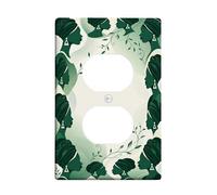 Silhouette - Placa de pared dúplex, moderna curva de hoja artística, N/A, plástico verde, tamaño estándar, doble toma de corriente, para sala de estar, dormitorio, decoración de oficina en casa