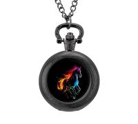 Silhouette Rainbow Horse - Reloj de bolsillo vintage con colgante de aleación, collar de regalo para hombres y mujeres, Estilo negro, talla única