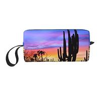 Silhouette Sunset Lit Sky - Bolsa de maquillaje de gran capacidad, bolsa de almacenamiento portátil de viaje, bolsa de aseo diario, Como se muestra en la imagen, Talla única, Organizador de bolsas