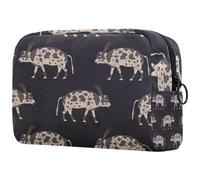 Silhouettes of Ancient Egyptian Cows - Bolsa de cosméticos para mujer, neceser de viaje, bolsa organizadora de maquillaje grande con cremallera, multicolor, 18.5x7.5x13cm/7.3x3x5.1in, Neceser