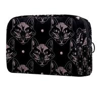 Silhouettes of Cat Faces - Neceser para mujer, neceser de viaje, bolsa organizadora de maquillaje con cremallera, multicolor, 18.5x7.5x13cm/7.3x3x5.1in, Neceser