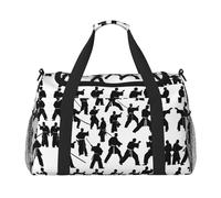 Silhouettes of Martial Arts - Bolsa de viaje con cremalleras y asas, bolsa de lona plegable grande para vacaciones familiares, Black, Talla única
