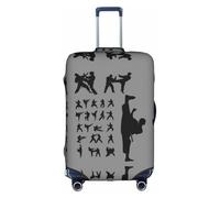Silhouettes of Martial Arts - Funda protectora para maleta, elástica, lavable, antiarañazos, ajuste de 45,7 a 81,3 cm, White, S