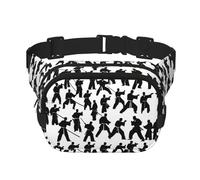 Silhouettes of Martial Arts - Riñonera cuadrada con estampado de doble capa, riñonera de viaje para hombres y mujeres, Negro -, Talla única