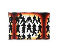 Silhouettes of Martial Print - Juego de 6 manteles individuales lavables para decoración de mesa de cena y fiesta