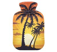 Silhouettes of Palm Trees at Sunset - Botella de agua caliente con funda suave, bolsas de agua caliente de 2 L para calentador de abdomen, calentador de manos y pies
