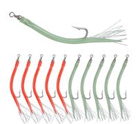 Silica Gel Eel Lure 5Pcs Stainless Steel Hook(green 8) | Offset shank design, barbed point, 14cm length, ideal for codfish and eel, para durable rubber body